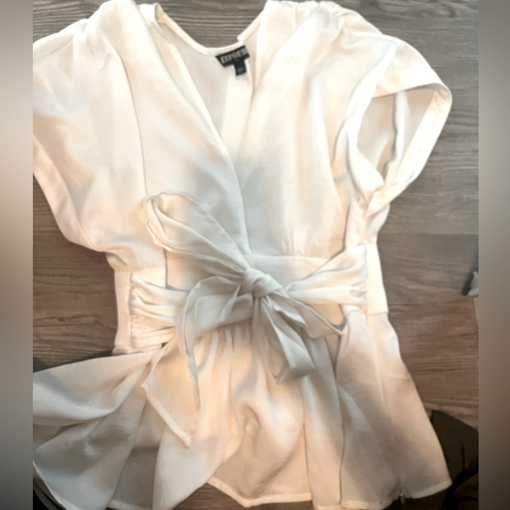 Express xs wrap satin top